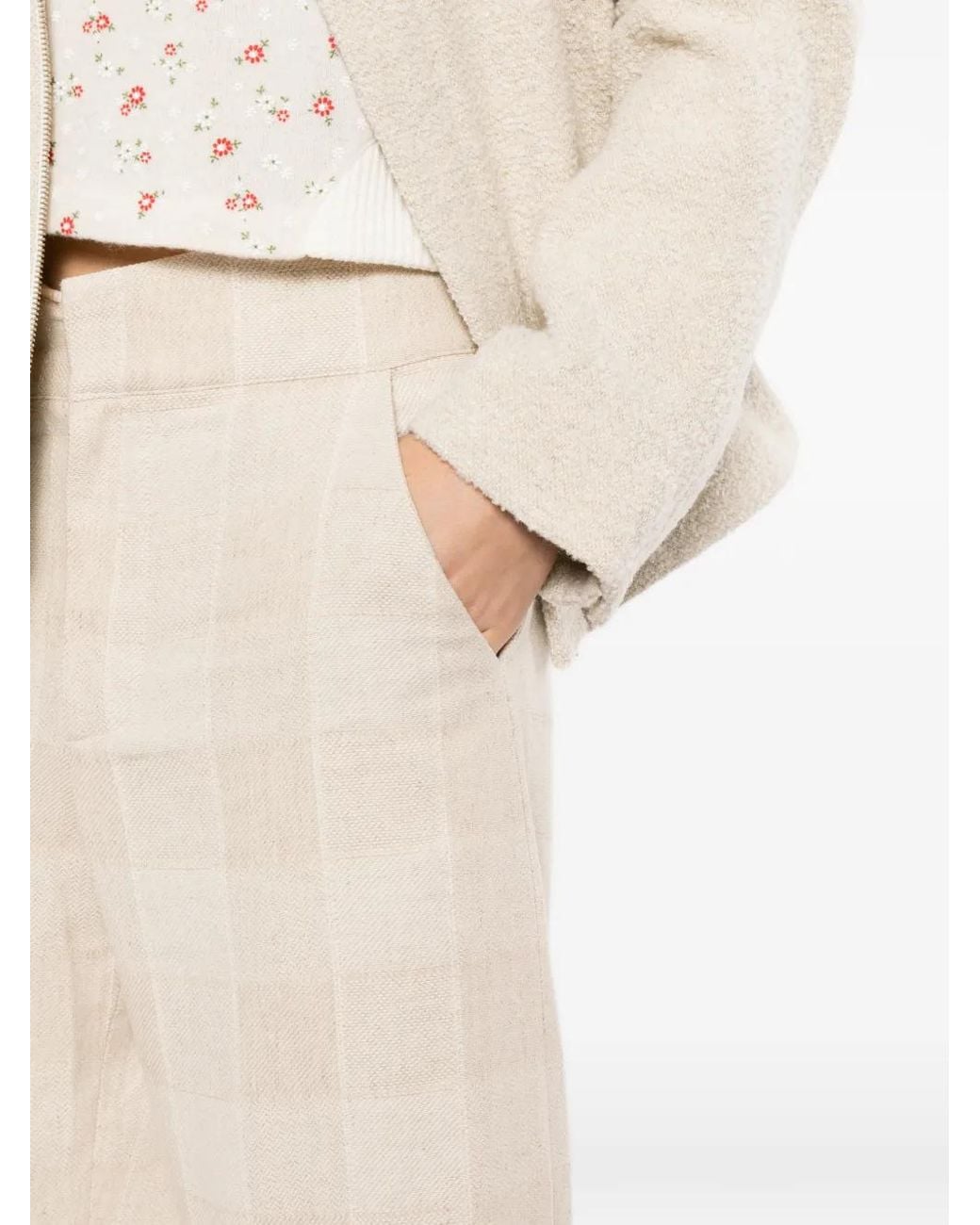 young n sang White Check-Pattern Drawstring Trousers for men