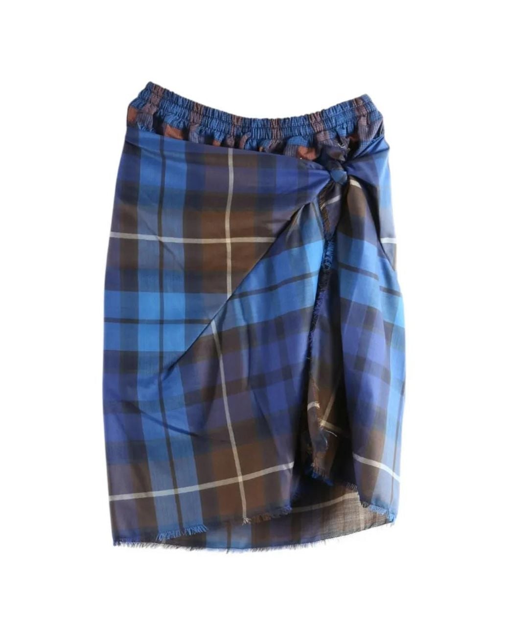 Vivienne Westwood Blue Chippendale Tartan-Print Draped Skirt
