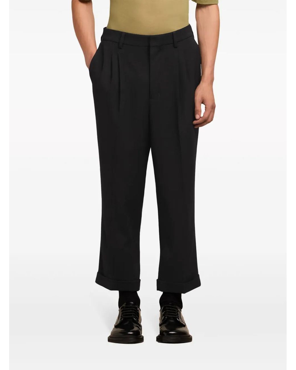 AMI Black Carrot Fit Trousers for men