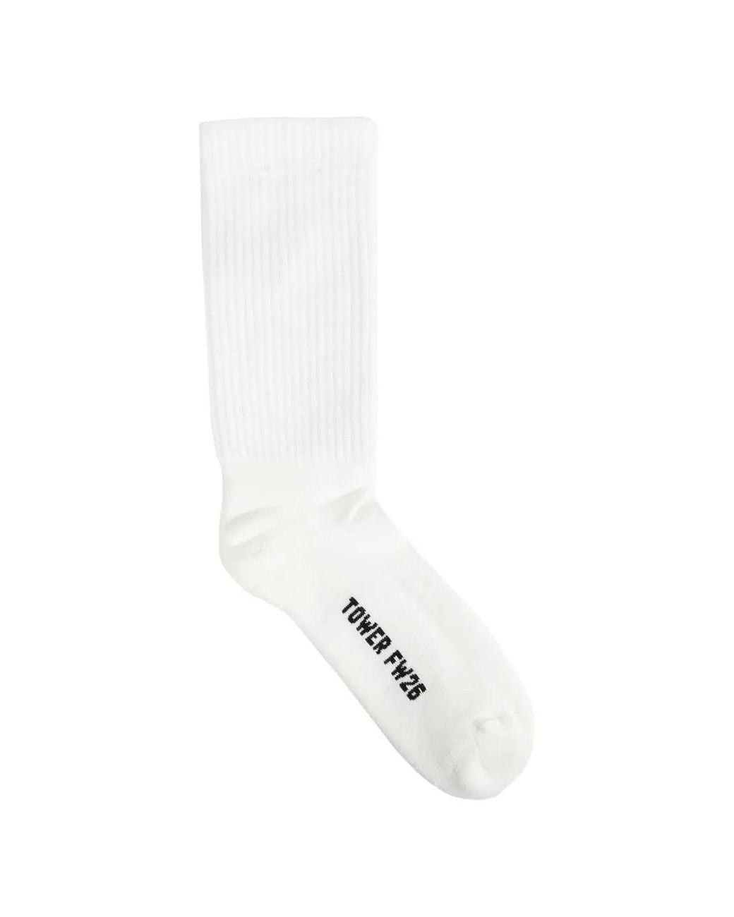 Rick Owens White Tower Glitter Ribbed-Knit Cotton Socks for men