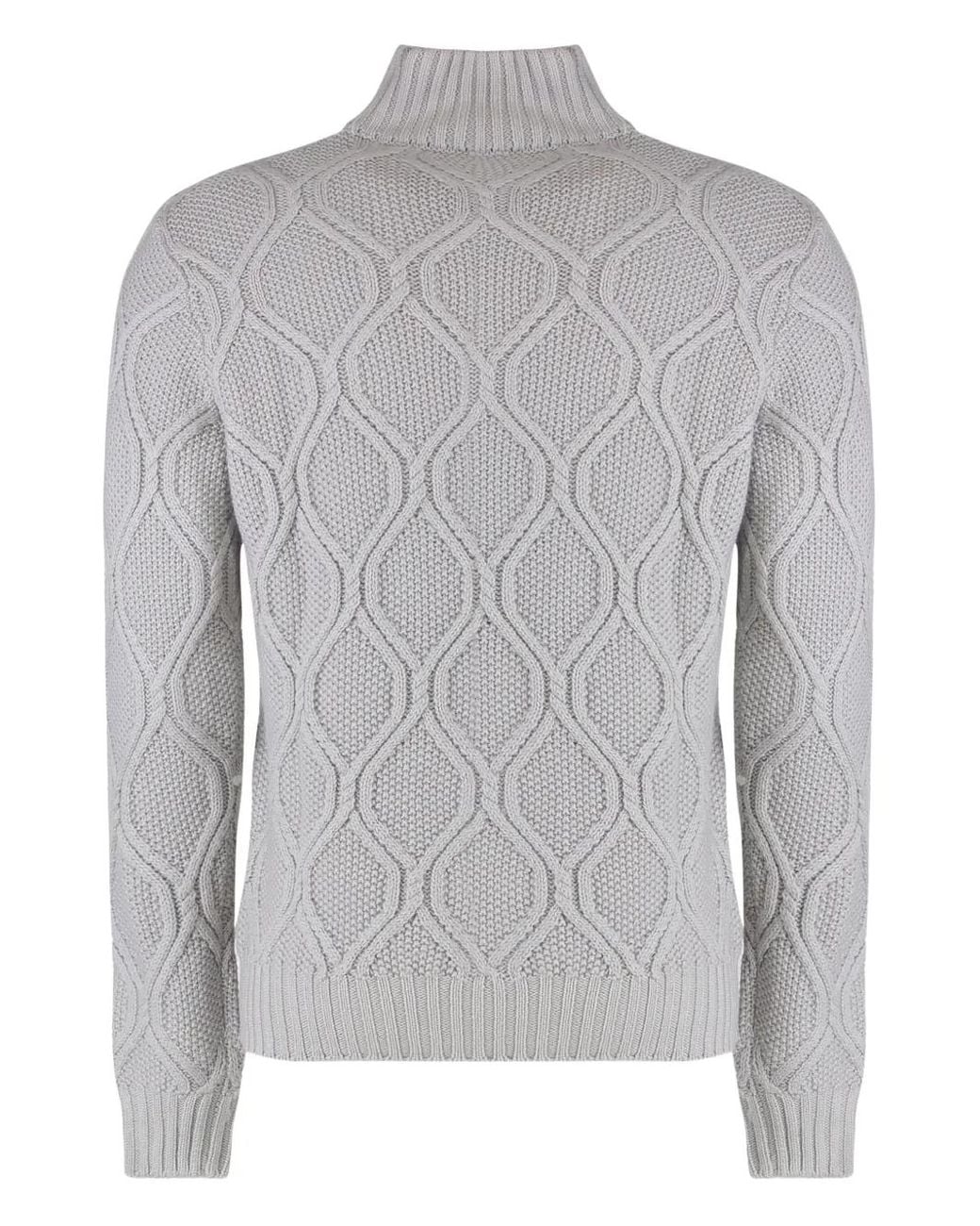 Moorer Gray Cable-Knit Half-Zip Sweater for men