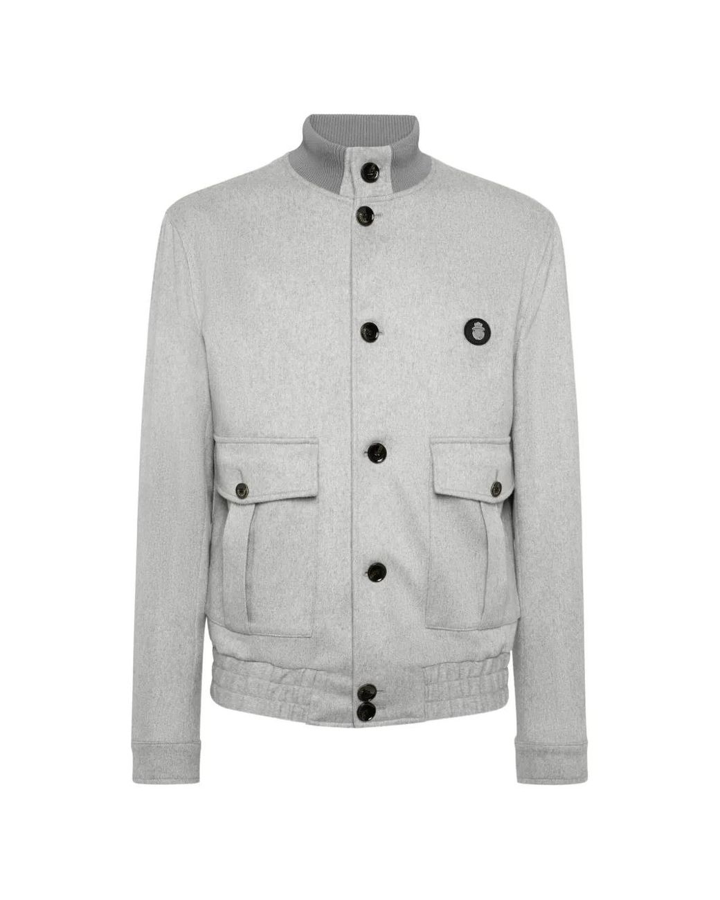 Billionaire Gray Flap-Pocket Buttoned Bomber Jacket for men