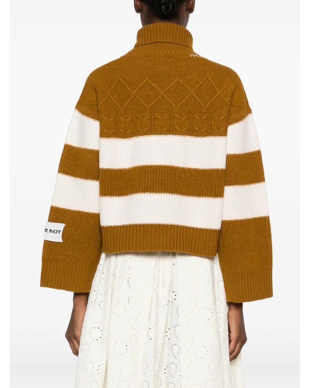 Erika Cavallini Semi Couture Metallic Striped Cable-Knit Sweater