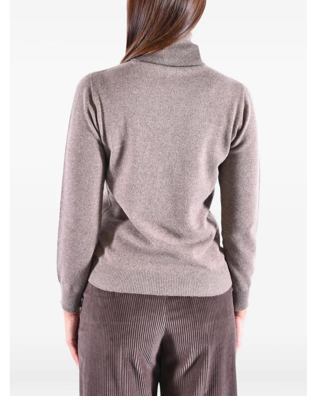 Kangra Purple Roll-Neck Ribbed-Trim Sweater