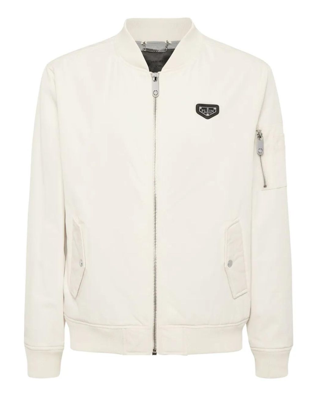 Philipp Plein Natural Logo-Plaque Bomber Jacket for men