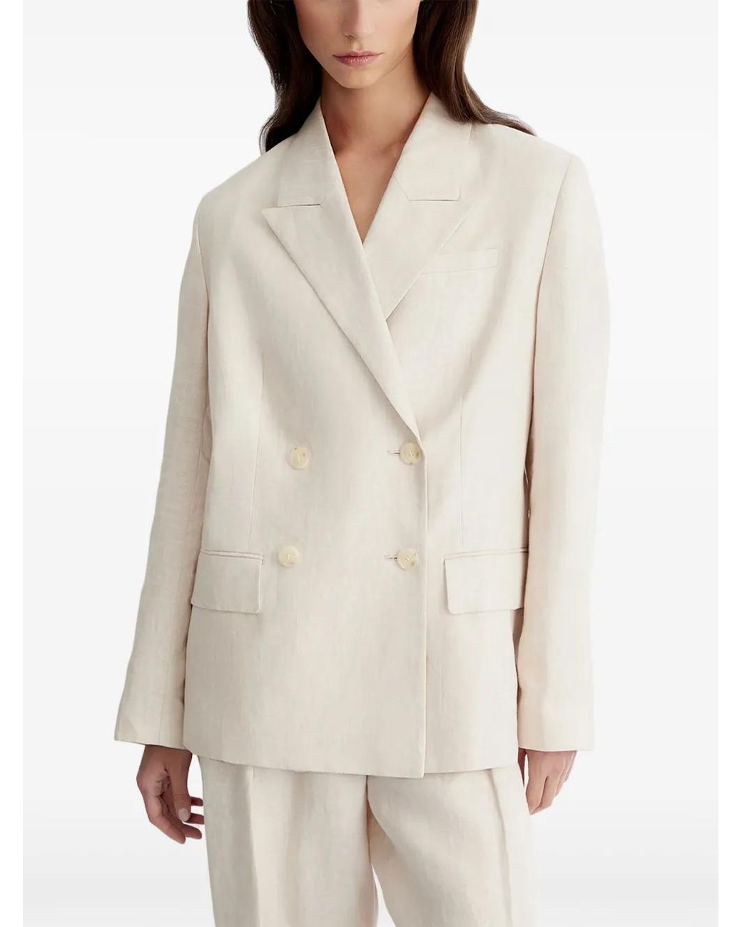 12 STOREEZ Natural Double-Breasted Linen Blazer