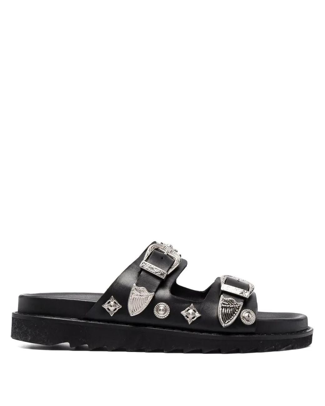 Toga Virilis Black Buckle Strap Sandals for men