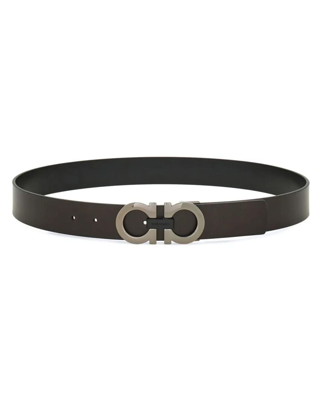 Ferragamo Black Reversible Gancini Leather Belt for men