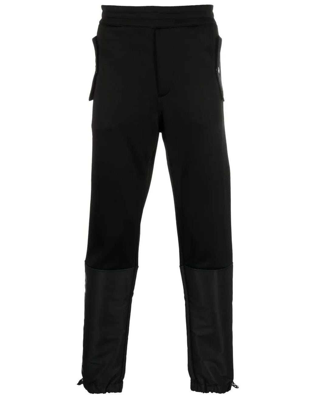 McQueen Black Panelled Tapered Track Pants for men