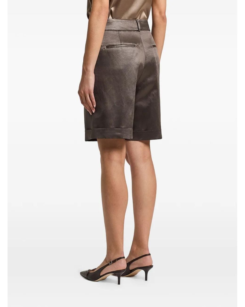 Peserico Black Pleated Turn-Up Shorts
