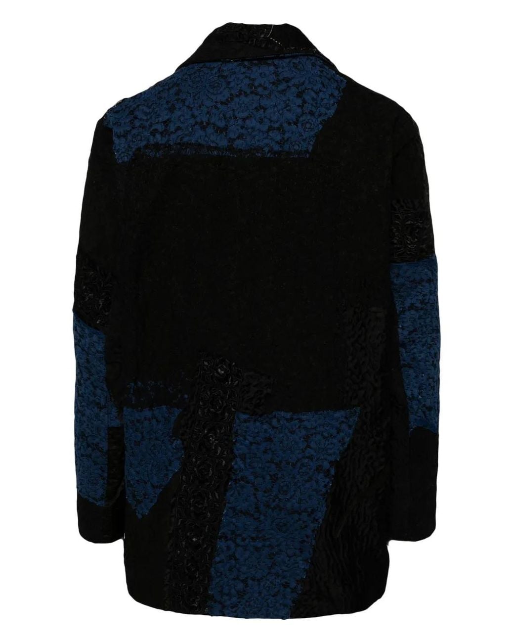 By Walid Black Patchwork Single-Breasted Coat for men