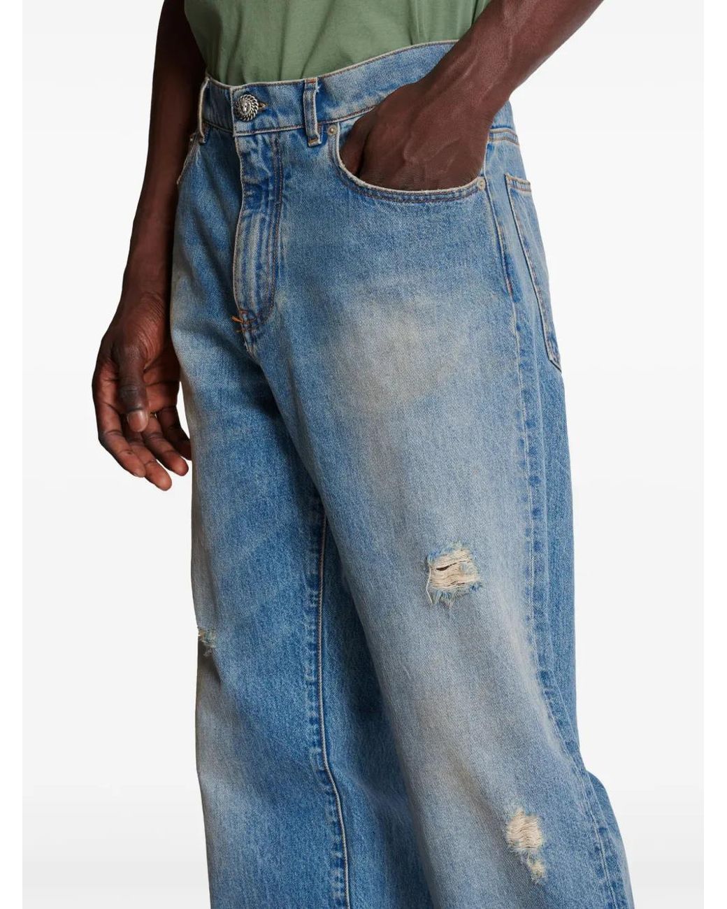 Jean À Coupe Ample Balmain pour homme en coloris Blue