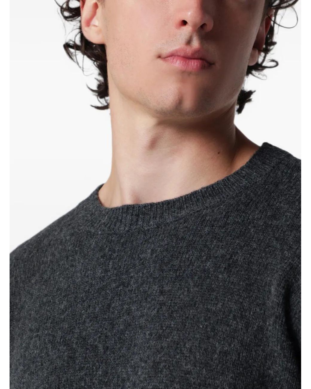 Roberto Collina Black Crew-Neck Long-Sleeve Sweater for men
