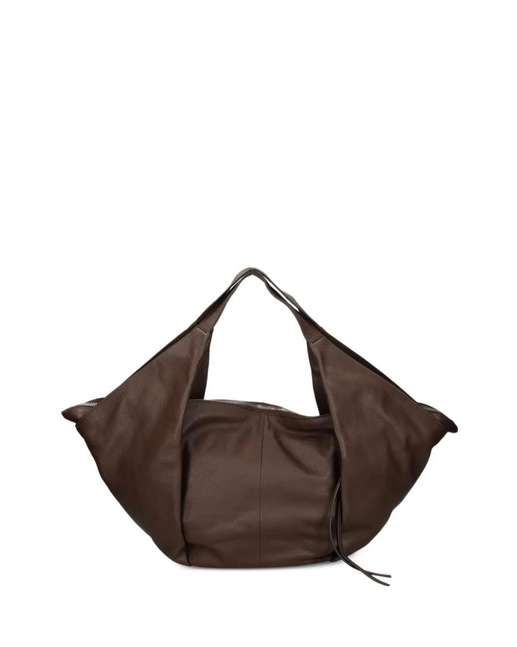 Vic Matié Brown Grained Leather Tote Bag