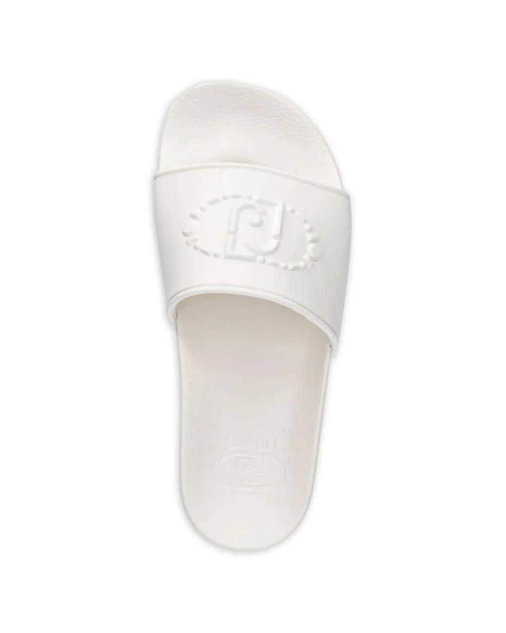 Liu Jo White Logo-Embossed Platform Slides
