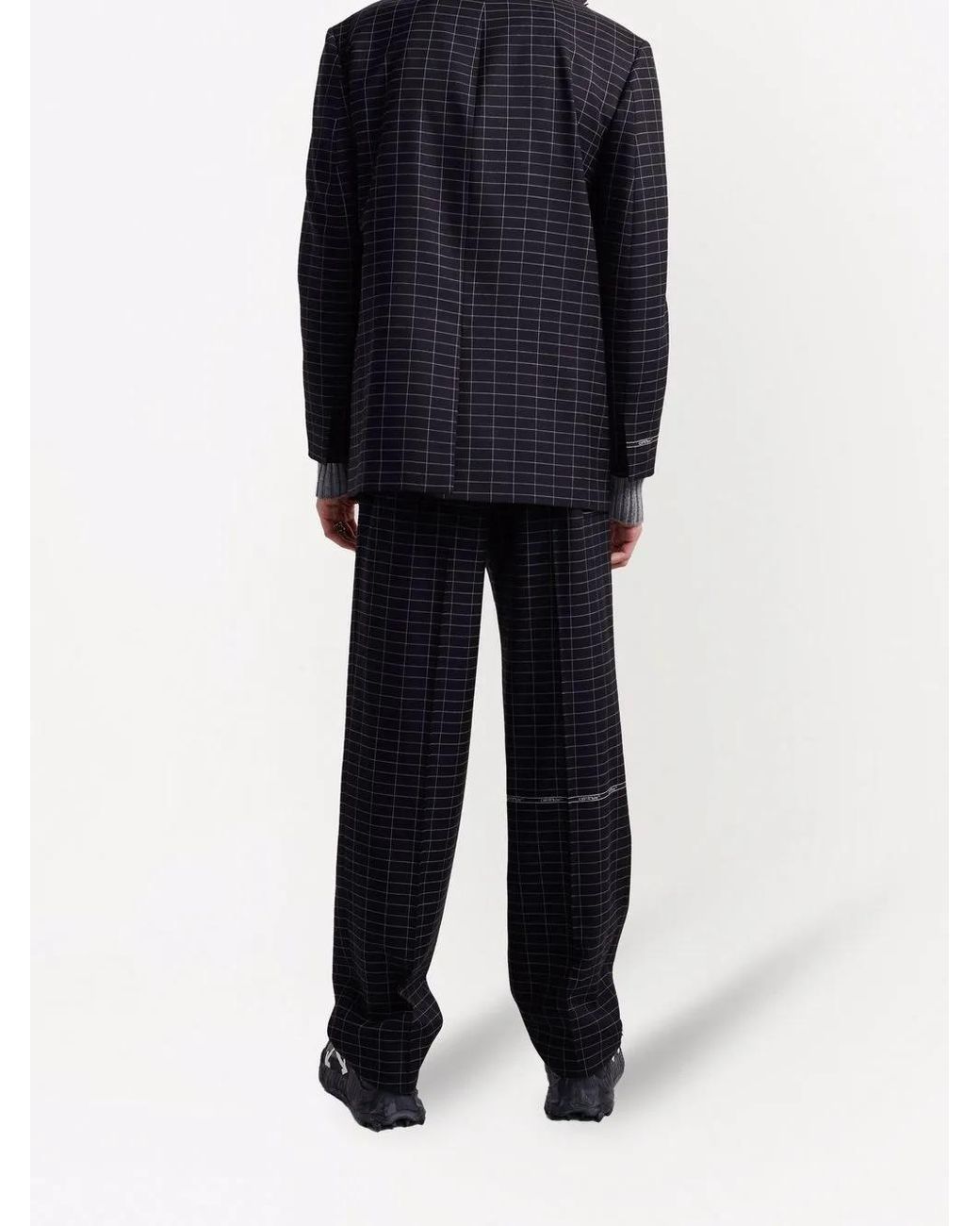 Off-White c/o Virgil Abloh Black Check-Pattern Single-Breasted Blazer for men