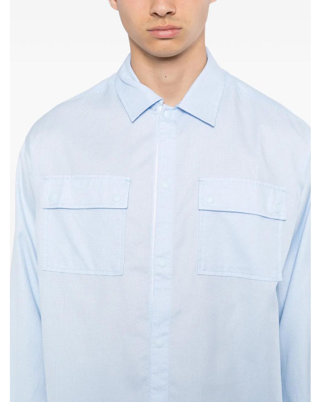 SPORT b. by agnès b. Blue Logo-Patched Checked Shirt for men