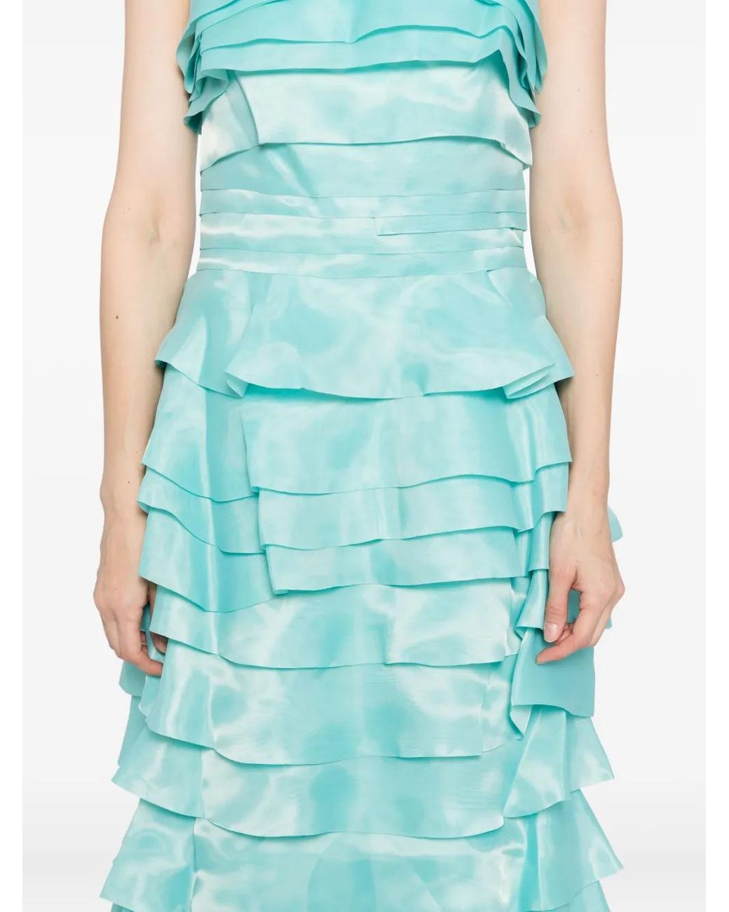 Saiid Kobeisy Blue Layered Organza Dress