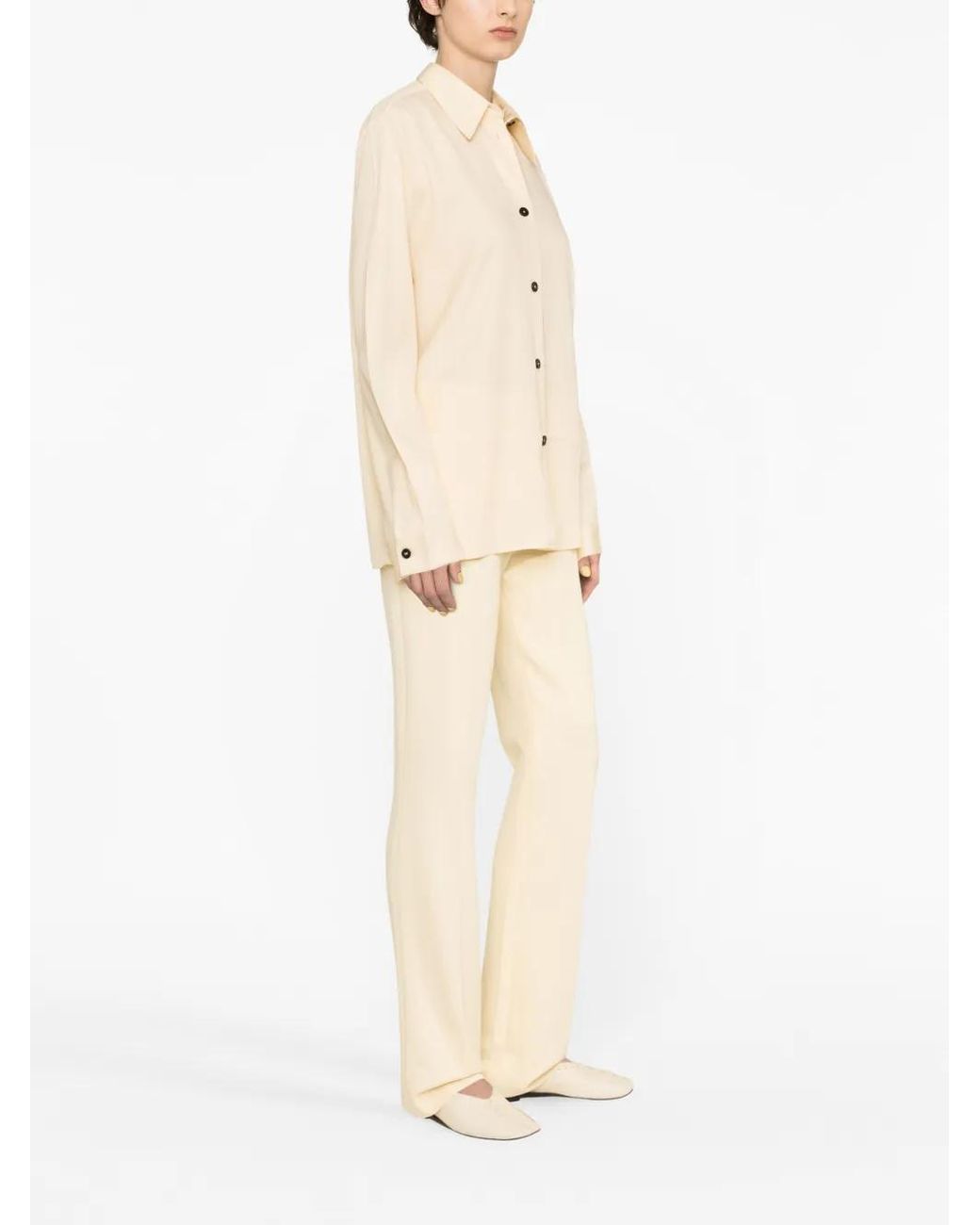 Jil Sander Natural Long-Sleeve Wool Shirt