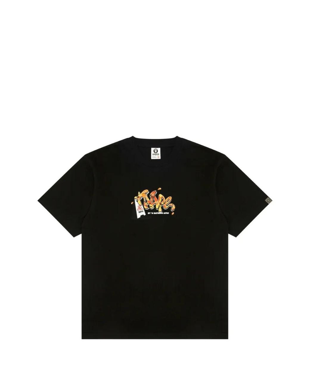 Aape By A Bathing Ape Black Graphic-Print Cotton T-Shirt for men