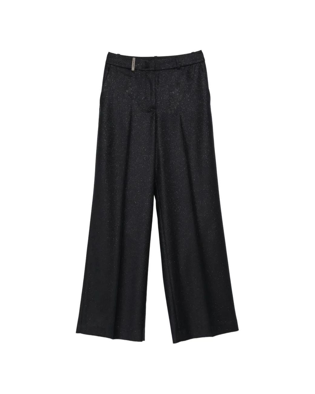 Peserico Black Shimmering Wide-Leg Trousers