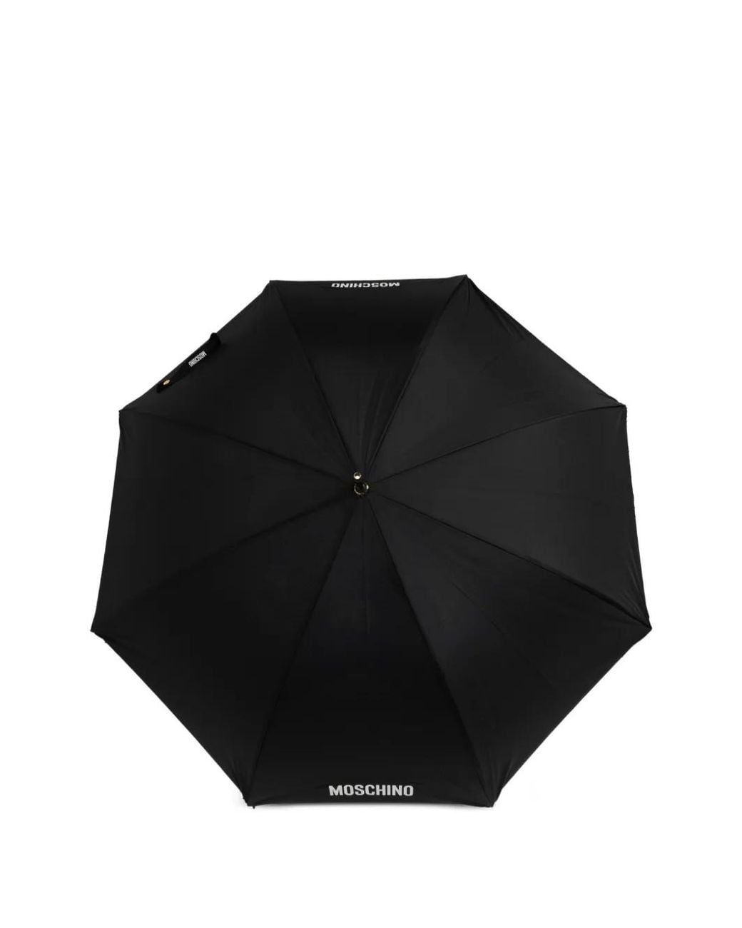 Moschino Black Logo-Print Curved-Handle Umbrella