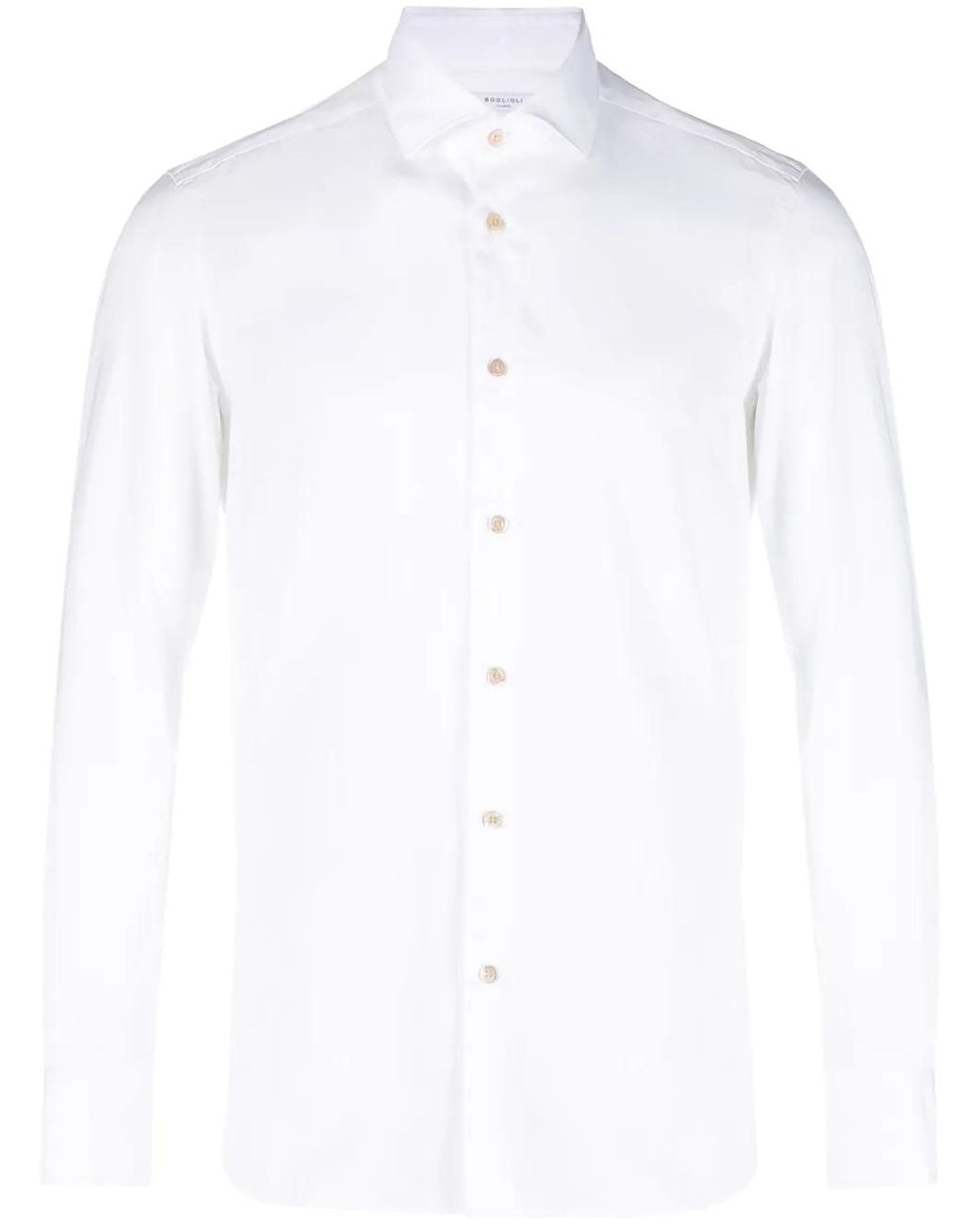 Boglioli White Long-Sleeve Cotton Shirt for men