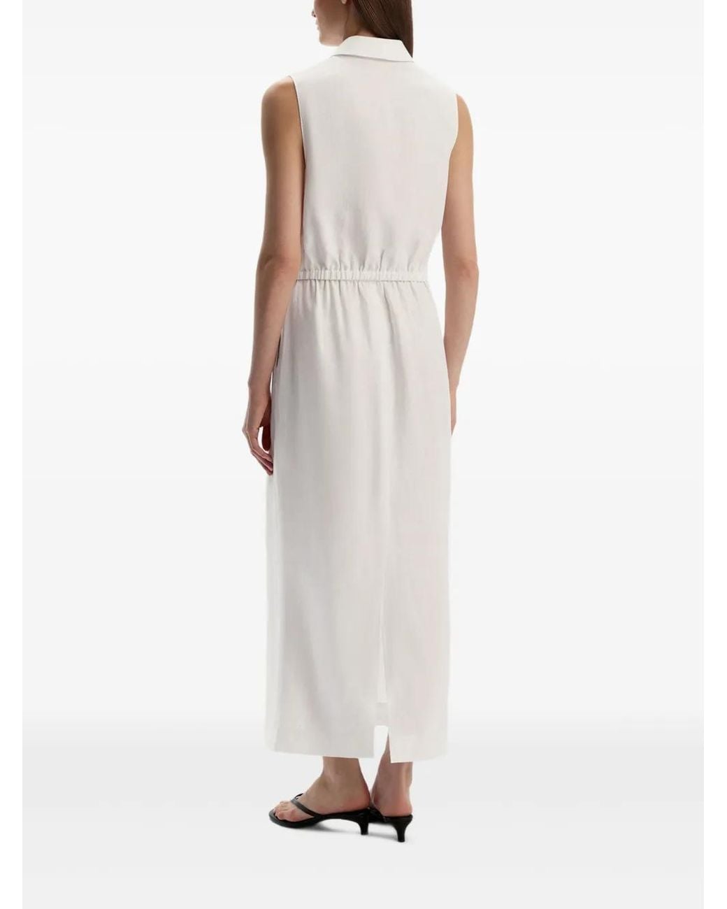 12 STOREEZ White Drawstring-Waist Linen Skirt