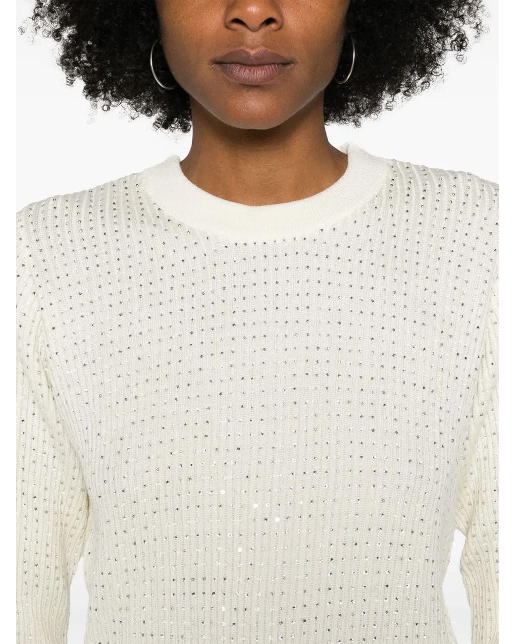 Golden Goose Deluxe Brand White Crystal Embellished Virgin Wool Jumper