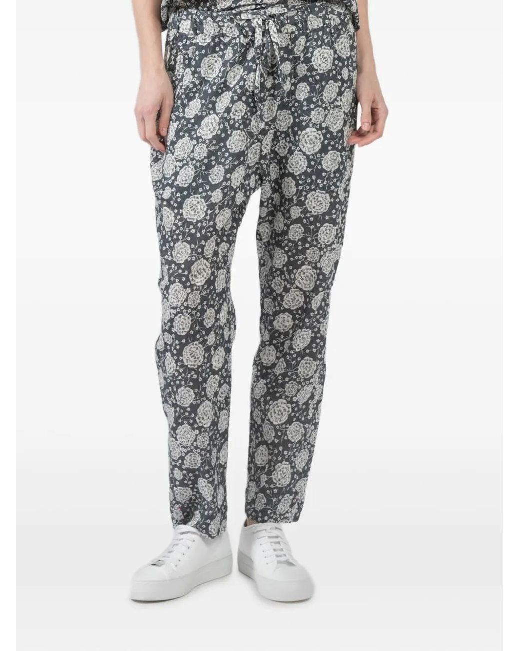 Xirena Gray Floral-Print Drawstring Trousers