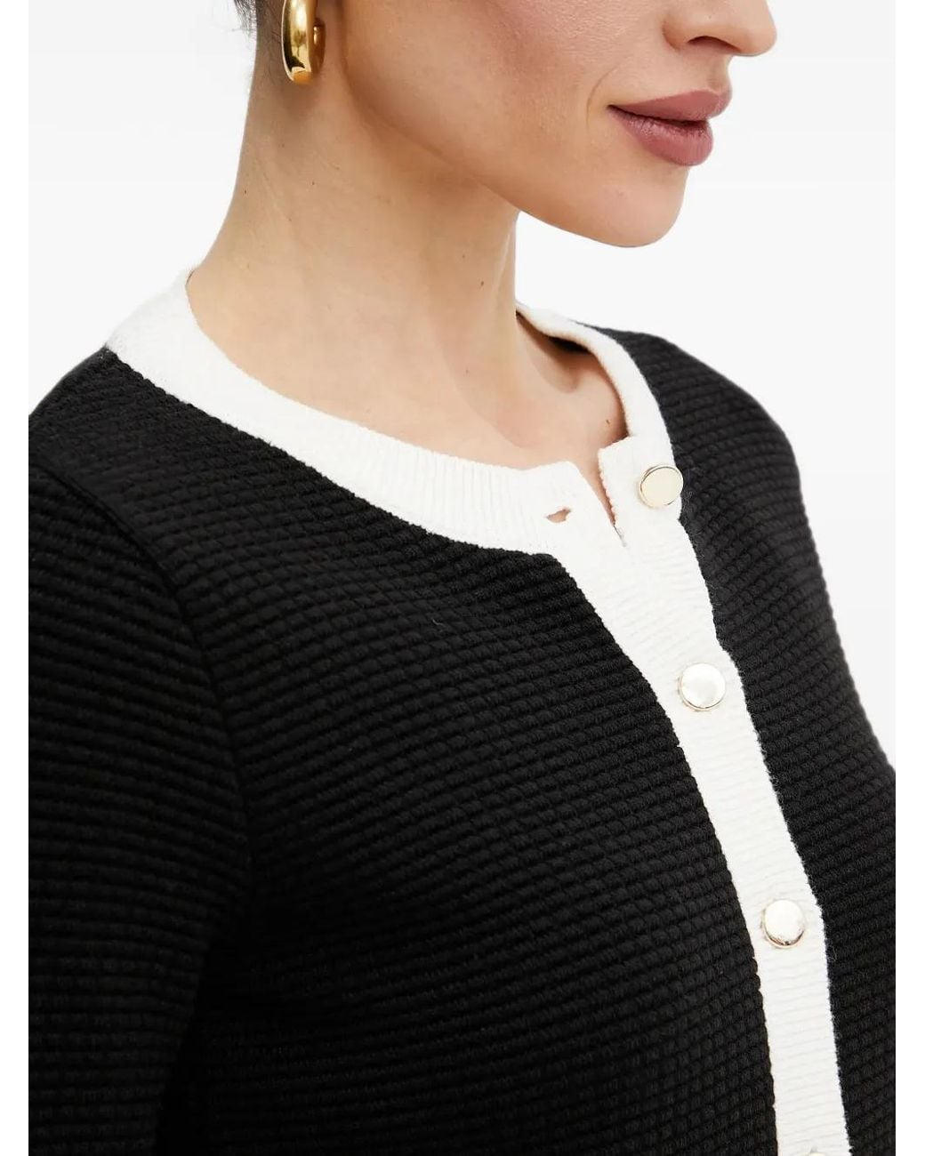 Morgan Red Ribbed Button-Down Cardigan