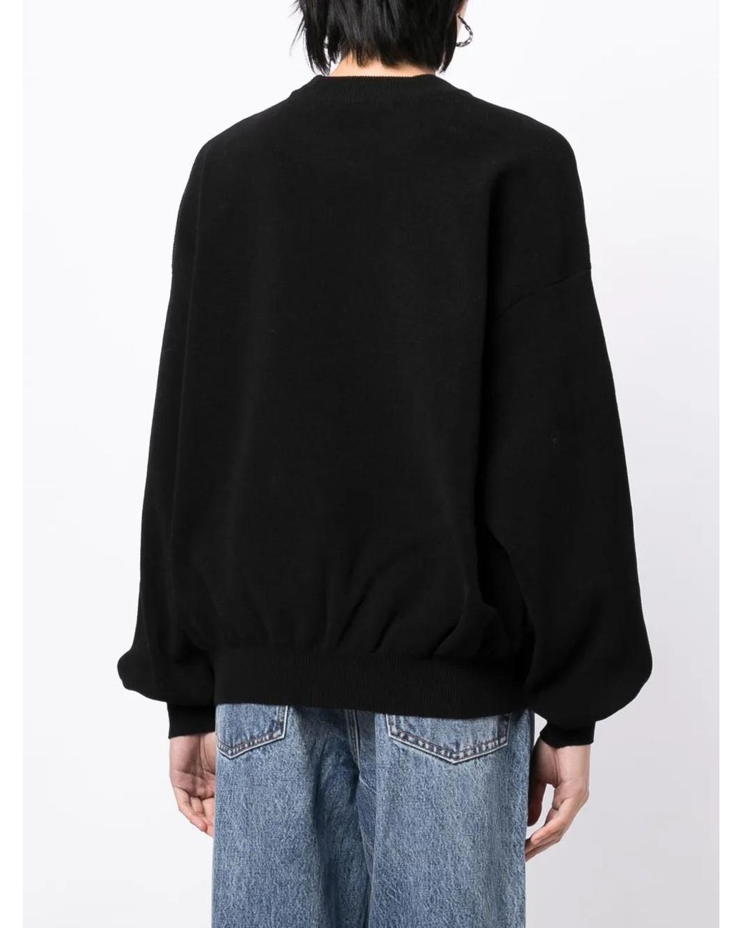 Alexander Wang Black Crew Neck -Pullover mit geprägter Logo
