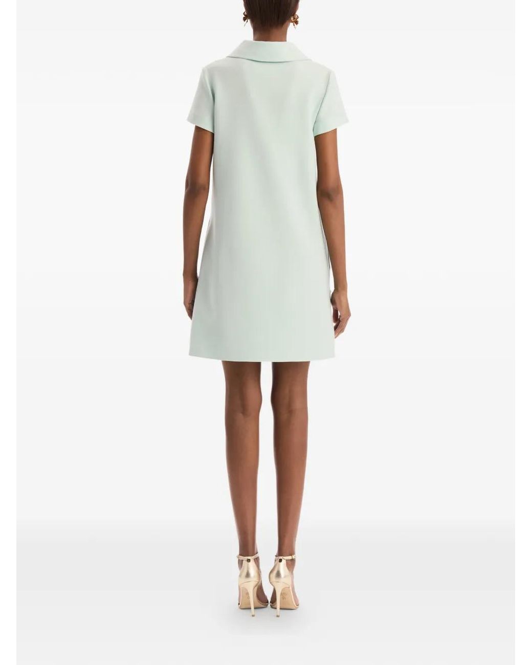Oscar de la Renta White Dominican Mixed-Floral Threadwork Shift Dress