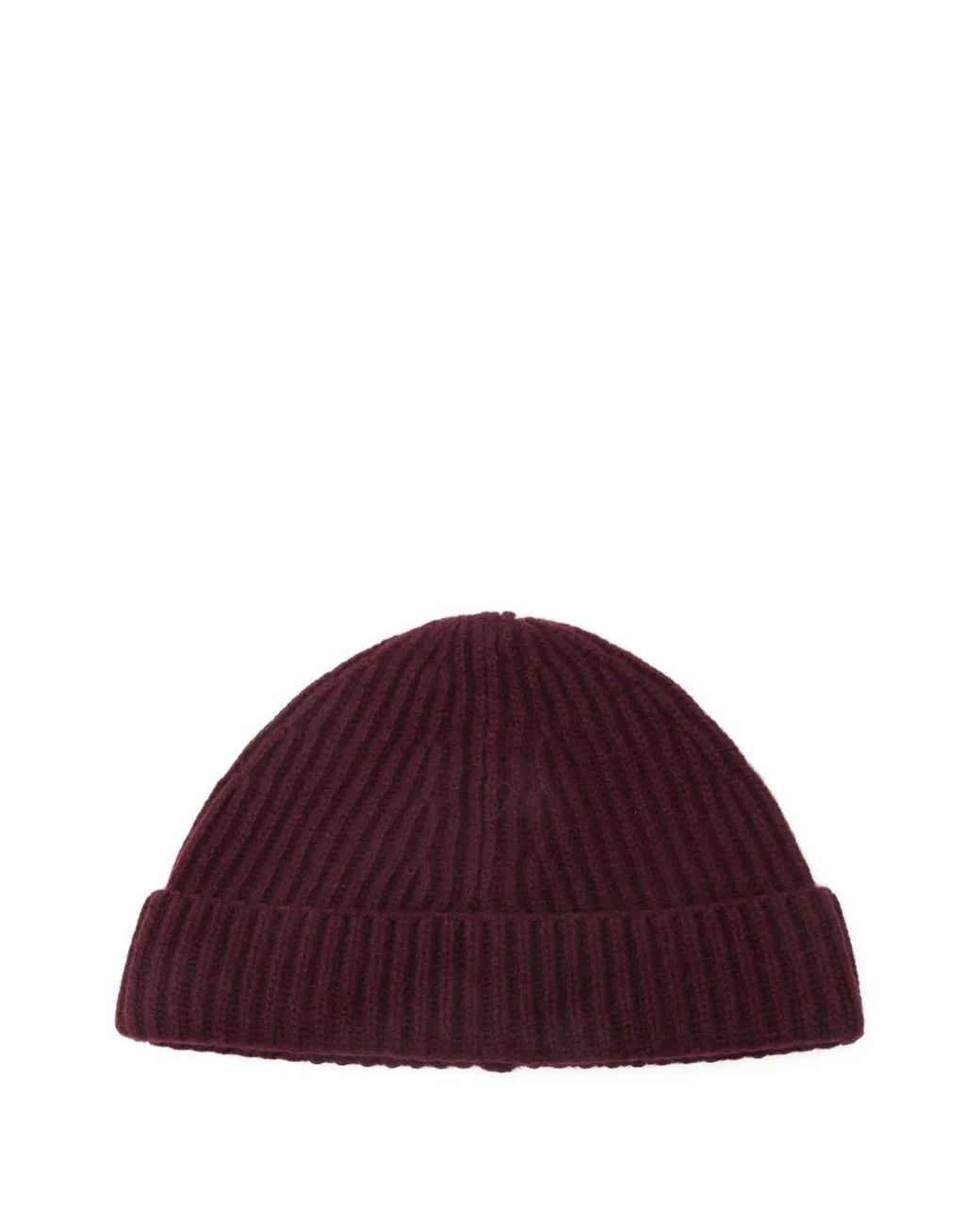 Amaranto Red Ribbed-Knit Beanie