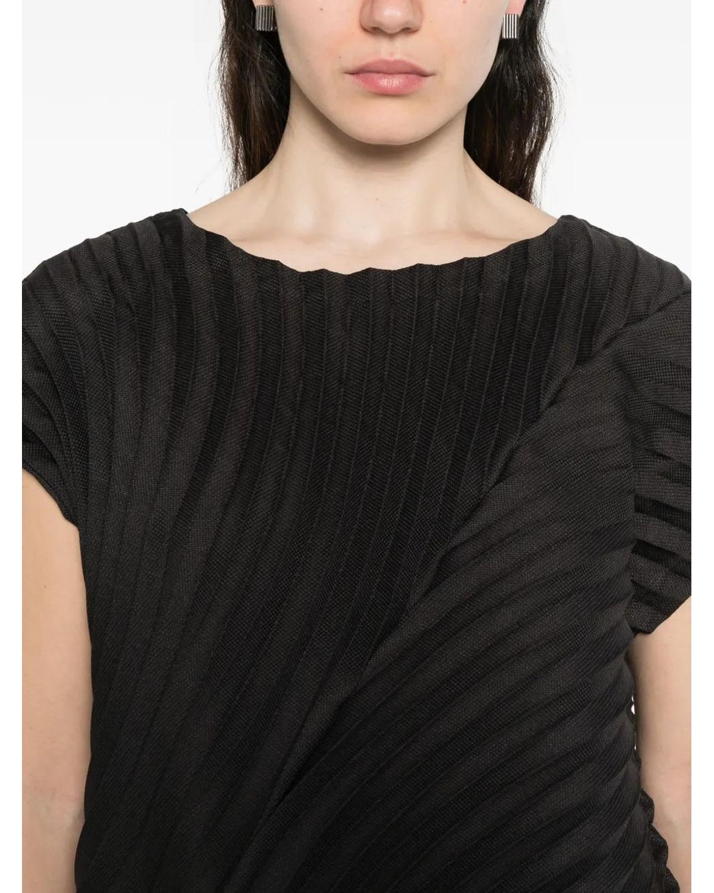 Issey Miyake Black Pleated Top