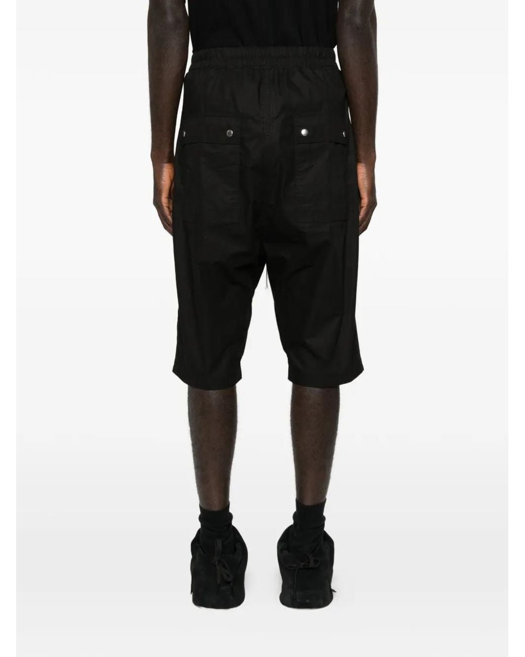 Rick Owens Black Bela Pods Drawstring Shorts for men