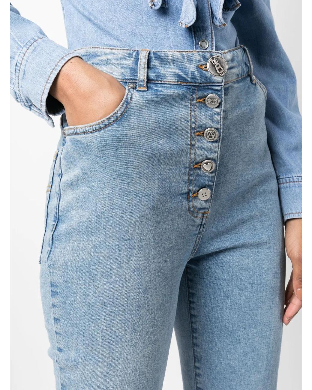 Moschino Blue High-Rise Slim-Cut Jeans