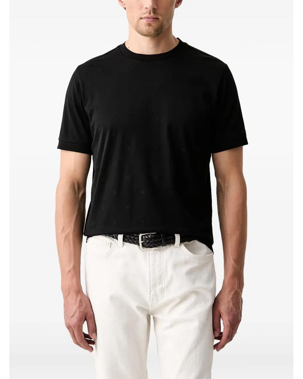Karl Lagerfeld Black Monogram-Print T-Shirt for men
