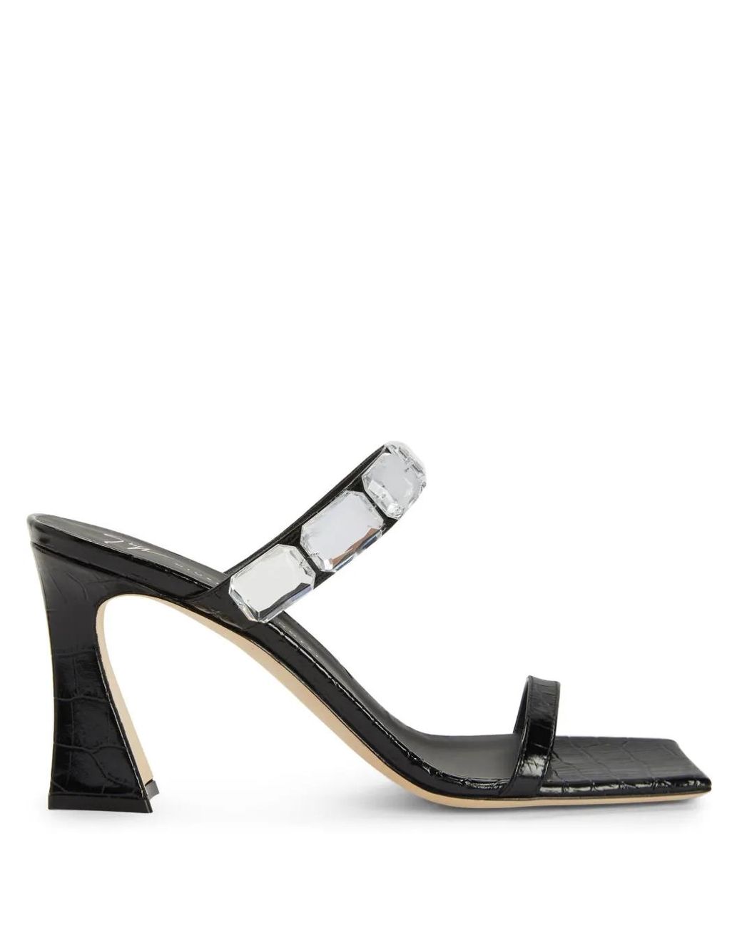 Giuseppe Zanotti Black Flaminia 85Mm Square-Toe Sandals