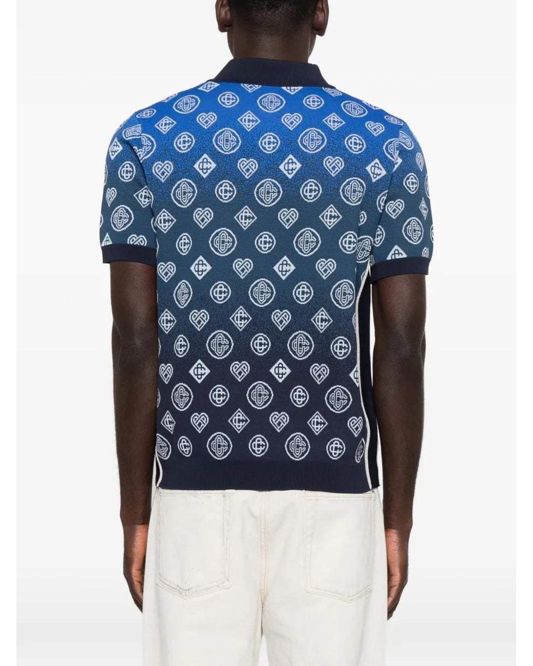 Casablanca Blue Short-Sleeve Knit Polo for men