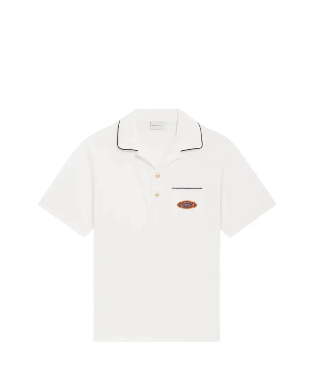 Drole de Monsieur White Trim-Pocket Polo Shirt for men