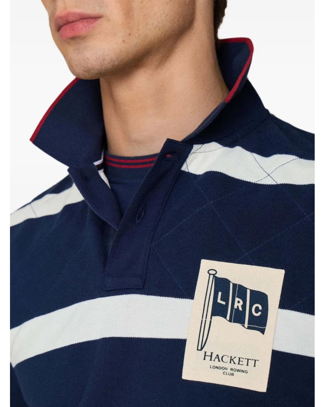 Hackett Blue Striped Long-Sleeve Polo Shirt for men