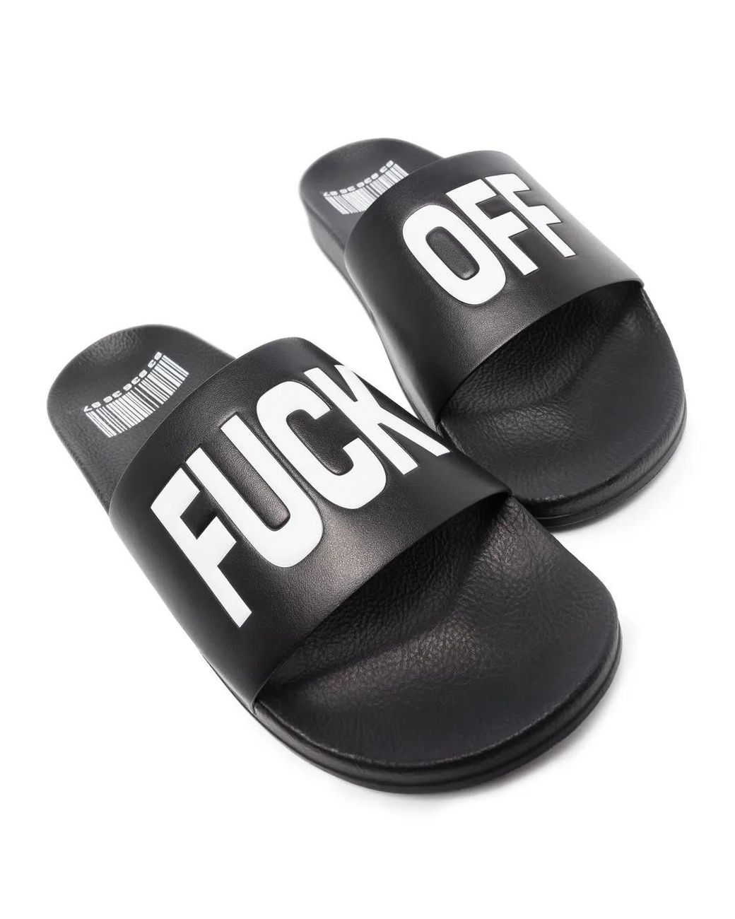 VTMNTS White Slogan-Print Slides for men