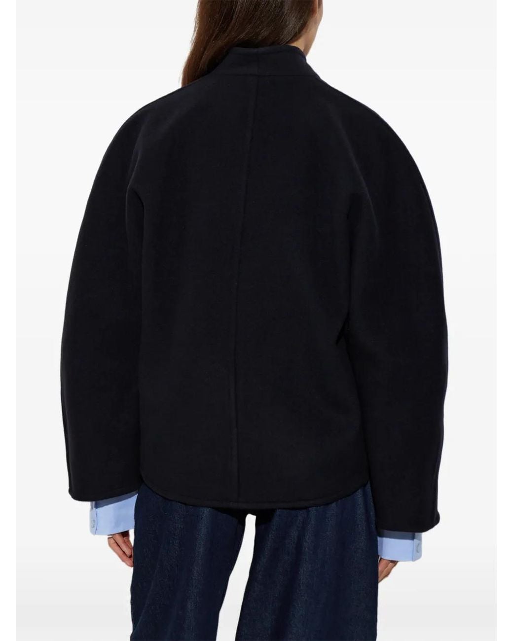 Forte_forte Blue Bead-Embellished Buckle-Fastening Jacket
