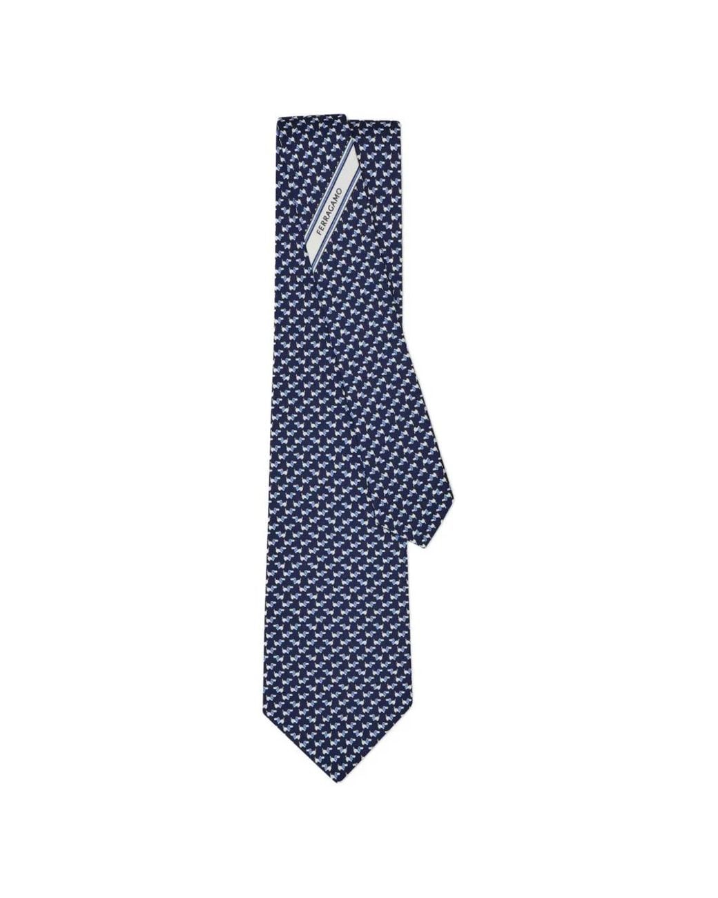Ferragamo Blue Dylan-Print Silk Tie for men