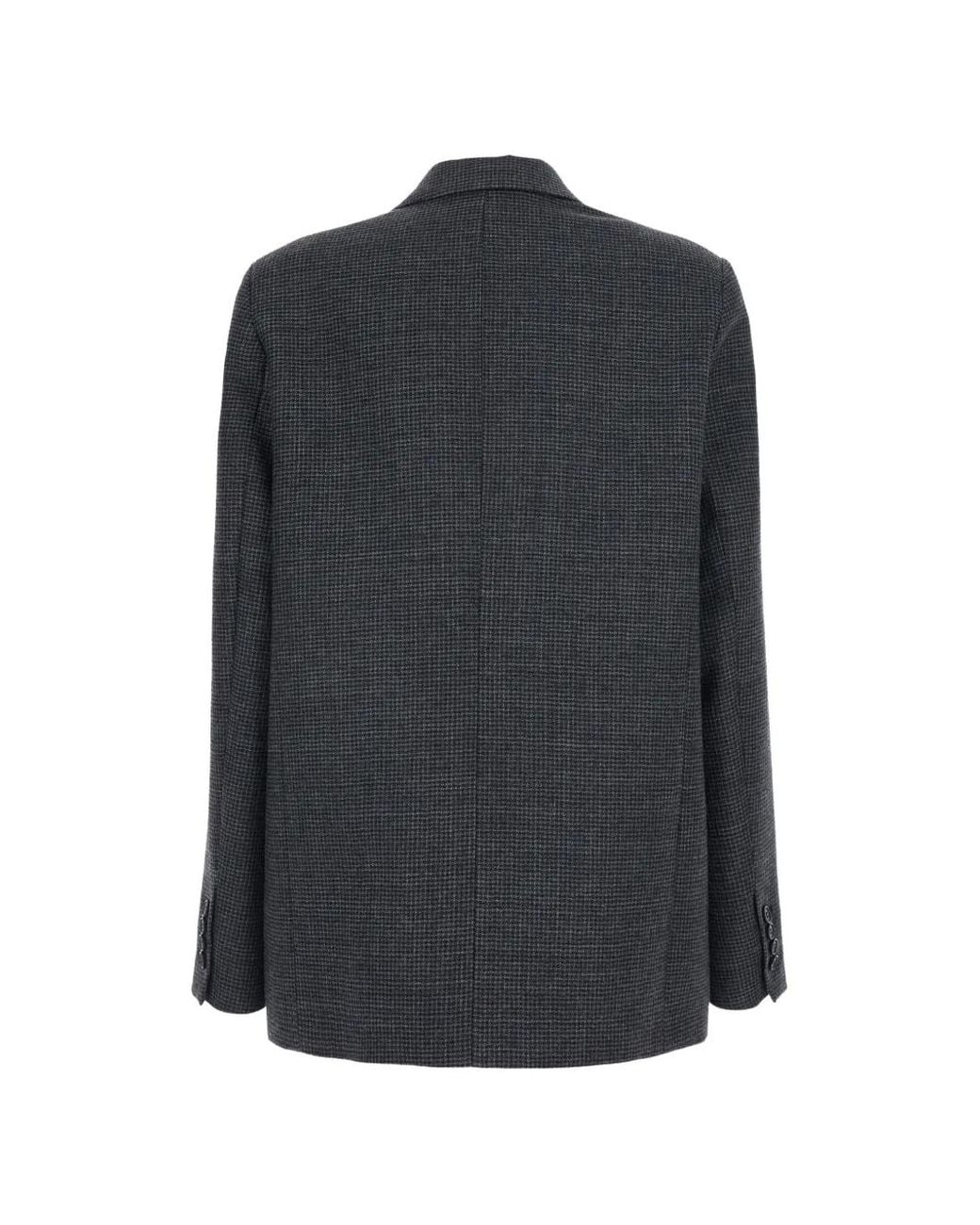 Grifoni Black Houndstooth-Pattern Wool Single-Breasted Blazer