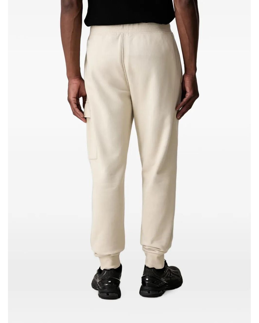 C P Company Natural Diagonal Raised Fleece Lens Sweatpants for men
