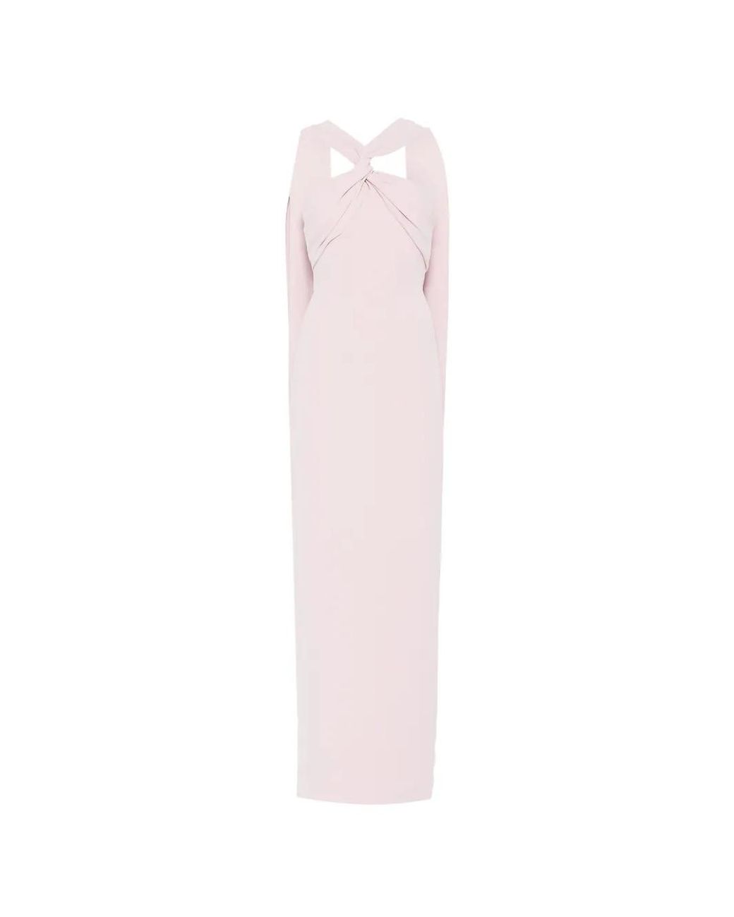 Solace London Pink Halter-Neck Draped-Scarf Maxi Dress
