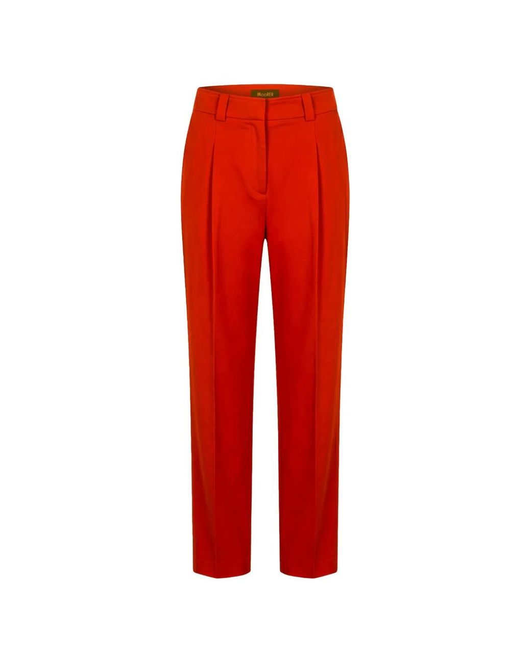 Moorer Red Pleated Straight-Leg Trousers