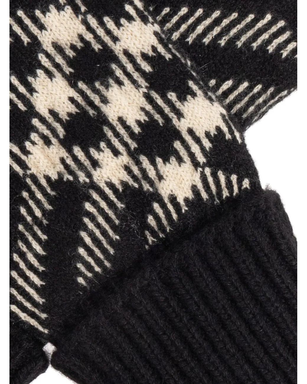 Burberry Black Patterned Ribbed Gloves